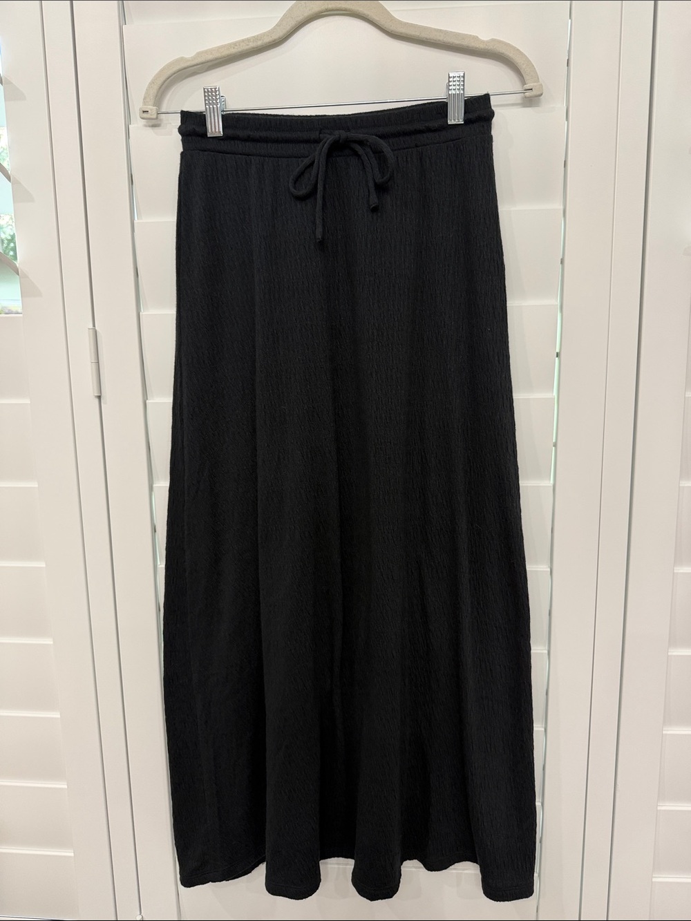 Black Drawstring Maxi Skirt - Women's Comfortable Everyday Skirt